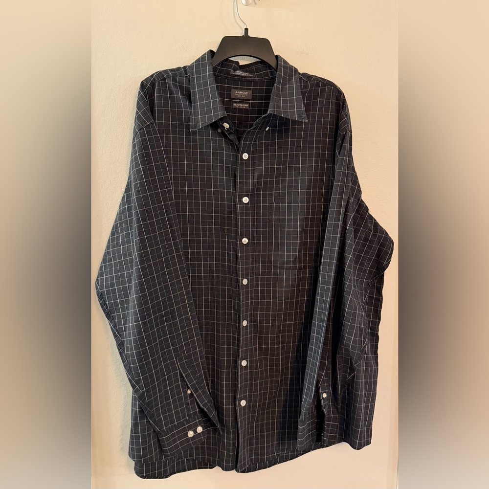 Arrow Men's Black Checkered Button Down Collared Shirt - Size 2XLT